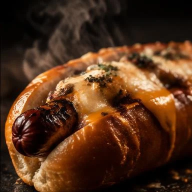 Glizzy with melted cheese and steam